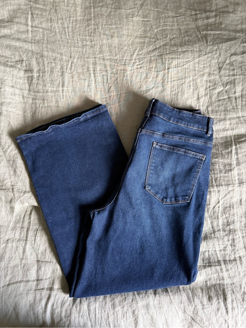 Well Worn Wide Leg High-Rise Blue Jeans